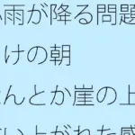 小雨が降る問題だらけの朝 なんとか崖の上に這い上がれた感覚