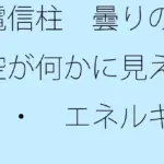 電信柱  曇りの朝の空が何かに見える・・・  エネルギー源は道端の人との挨拶